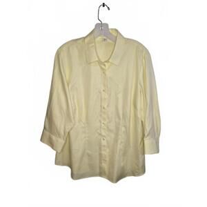 Coldwater Creek Women's Yellow Button-Up Shirt XL